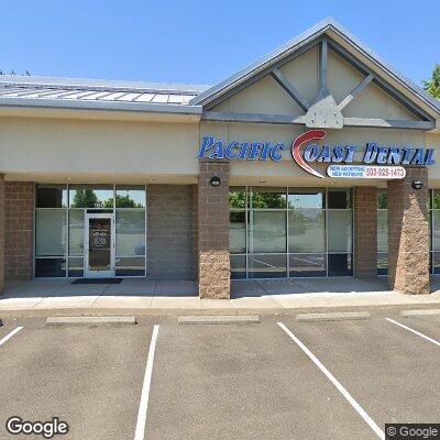 Thumbnail image of the front of a dentist office practice with the name Pacific Coast Dental which is located in Sherwood, OR